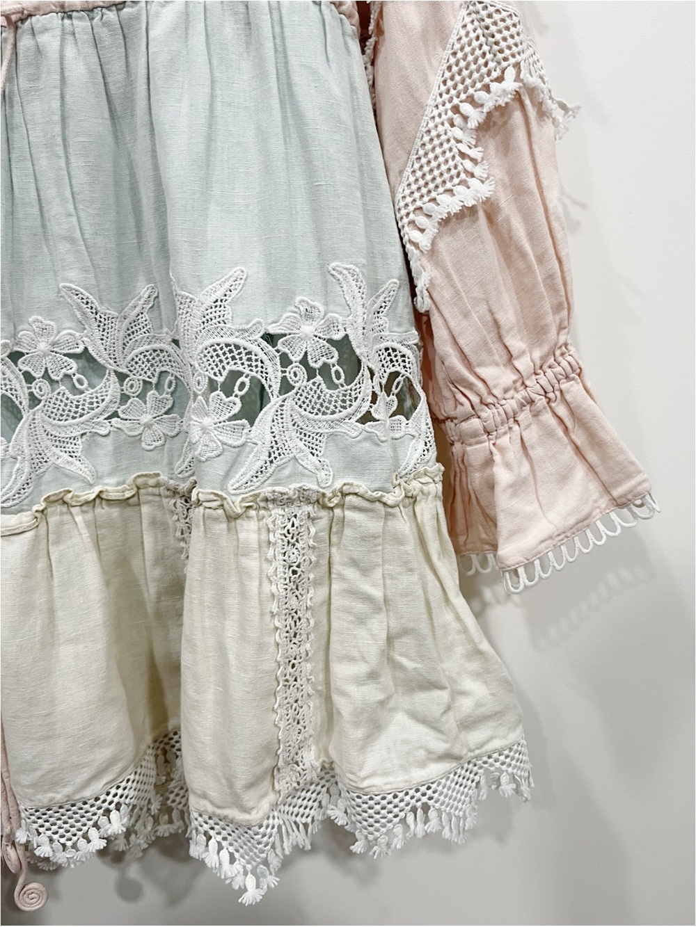 Hemant & Nandita Boho Lace Mini Dress XS Pink Blue Embroidered Tunic - Picture 12 of 15